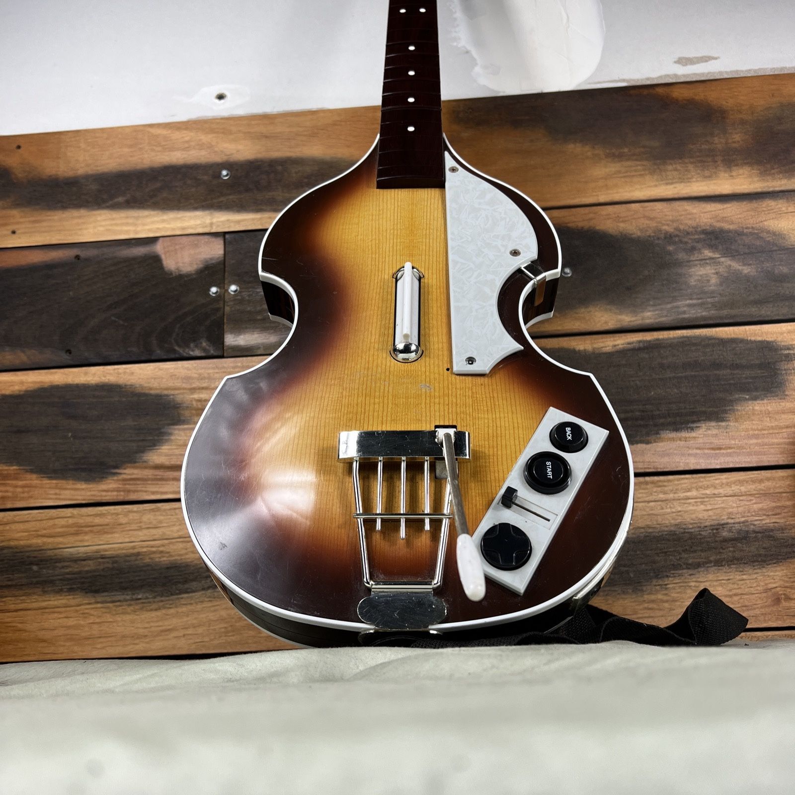 Microsoft Xbox 360 Rock Band Beatles Hofner Bass Wireless Guitar XBGTS3 w/ Strap
