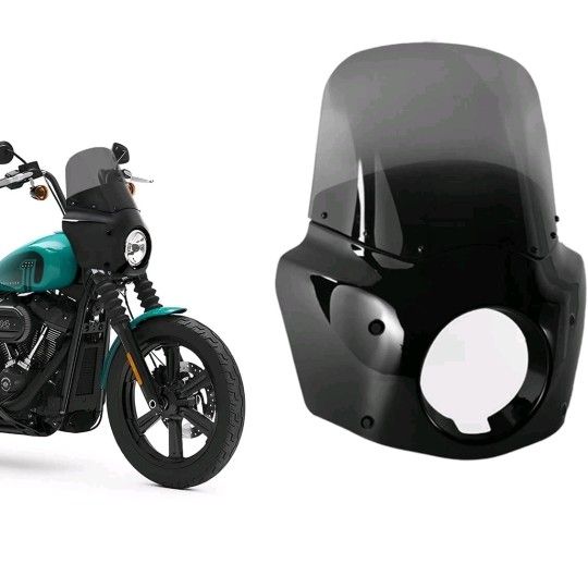 5.75" Headlight Fairing Mask With 13'' Smoke Windshield For Harley 49mm Mounting