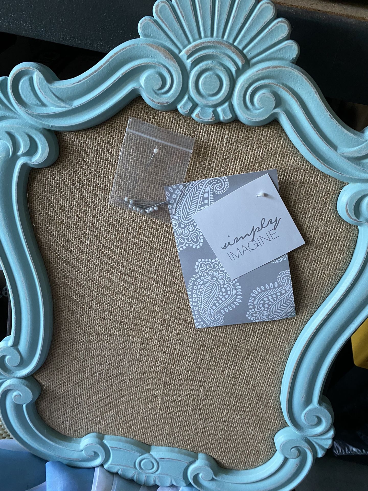 Small Turquoise Pin Board. So Cute! 