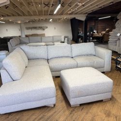 Delivery Available gray 2pc sectional sofa couch w ottoman