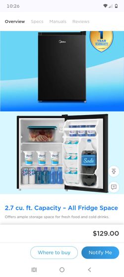 Midea 2.7 Cu. Ft. Mini Fridge Black