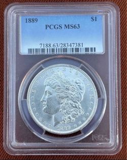 $1 1889 Morgan dollar. MS 63. Coin USA