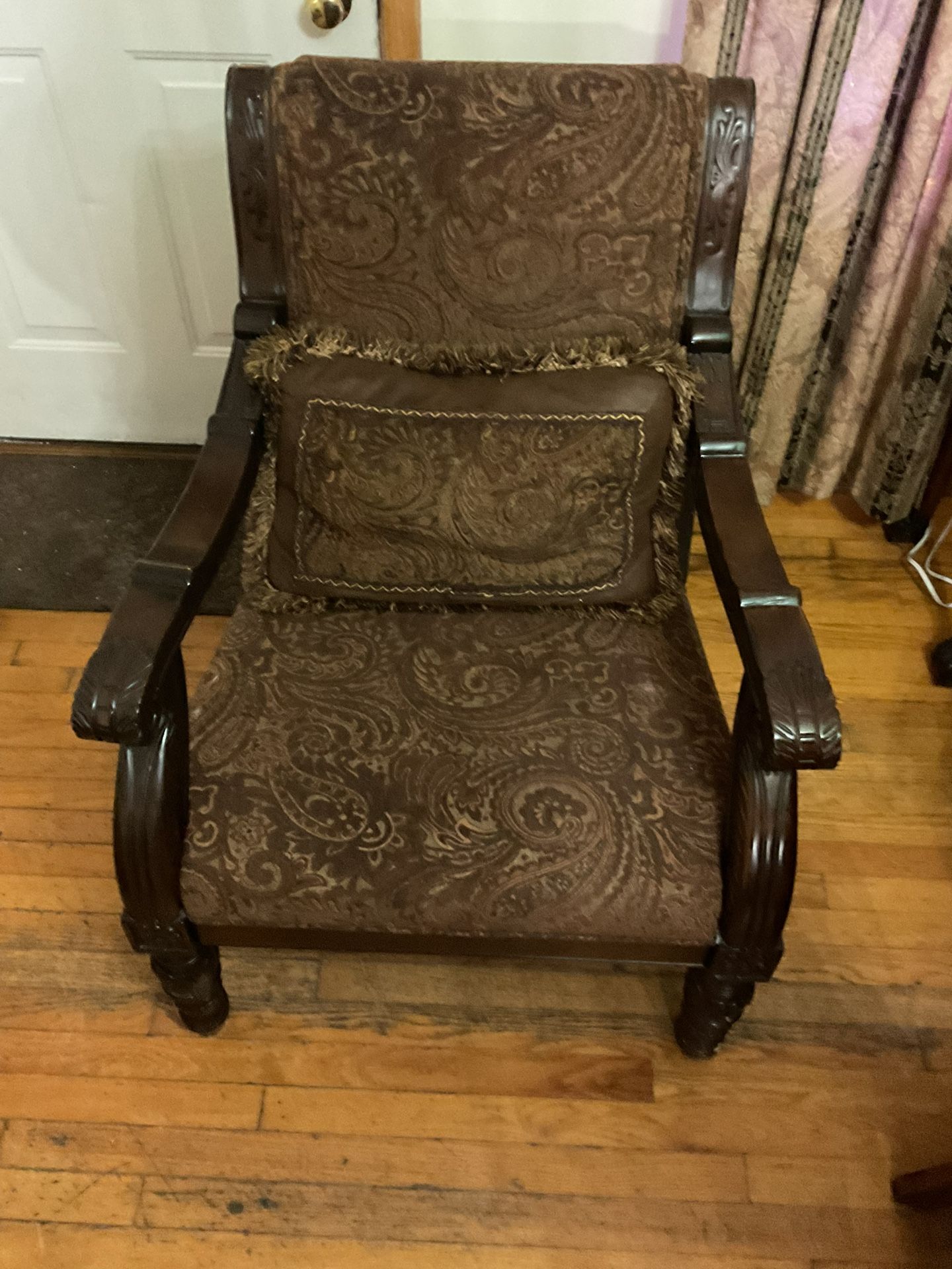 Brown Wooden Accent Chair