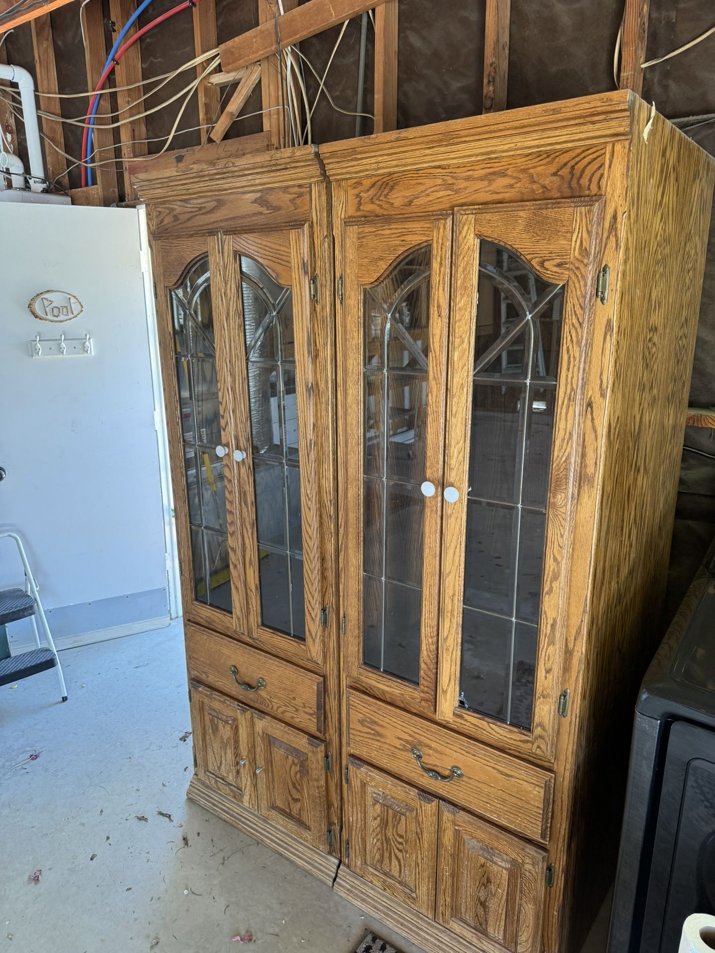 Wood And Glass Two Piece Cabinet