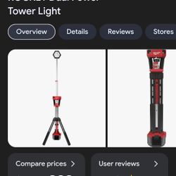 New In Box Milwaukee 2131-80 M18 18V Rocket Dual Power Tower Light