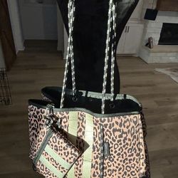 Cheetah Print Neoprene Tote Bag with Pouch