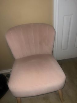 Pink Velvet Accent Chair with Wood Legs