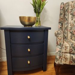 Navy Blue- Wood Bedside Table 