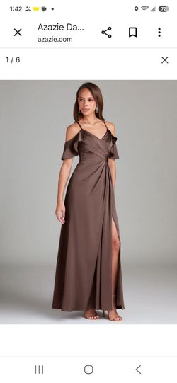 Azazie Cold-Shoulder Maxi Bridesmaid Dress