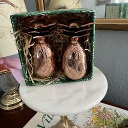 Two Brass Pineapple Shot Glasses