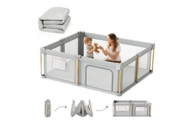 NEW Foldable Baby Playpen with Mat, 79x71 Foldable Play Pen for Babies and Toddlers, Baby Playpen with Portable Design, Collapsible Play Yard for Fenc
