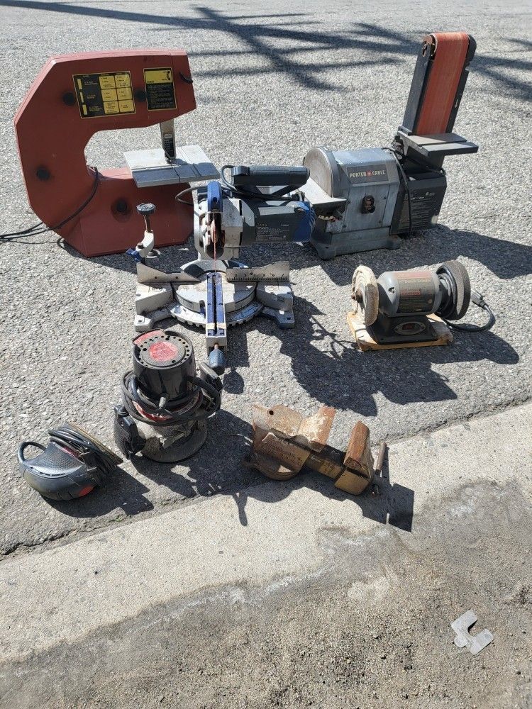 Small Wood Working Tools Bench Top Machines Band Saw Bandsaw Belt Sander Grinder Vise Garage