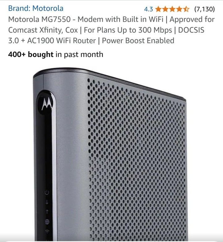 Motorolla MG7550 WiFi Router