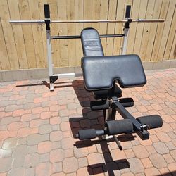 Workout Olympic Bench/includes Olympic Bar/Home Gym/Excellent condition/Preacher Curl Pad/Leg Extension Press/Strength Training/Thoroughly Cleaned 