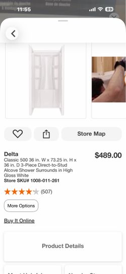 Delta Classic 500 36 in. W x 73.25 in. H x 36 in. D 3-Piece Direct-to-Stud Alcove Shower Surrounds in High Gloss White