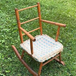 Vintage Kids Wooden Colonial Rocking Chair