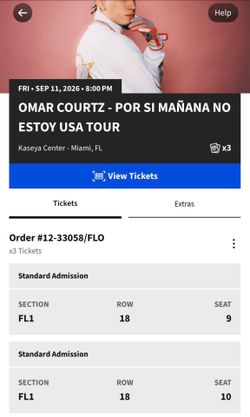2 tickets para Omar courtz floor