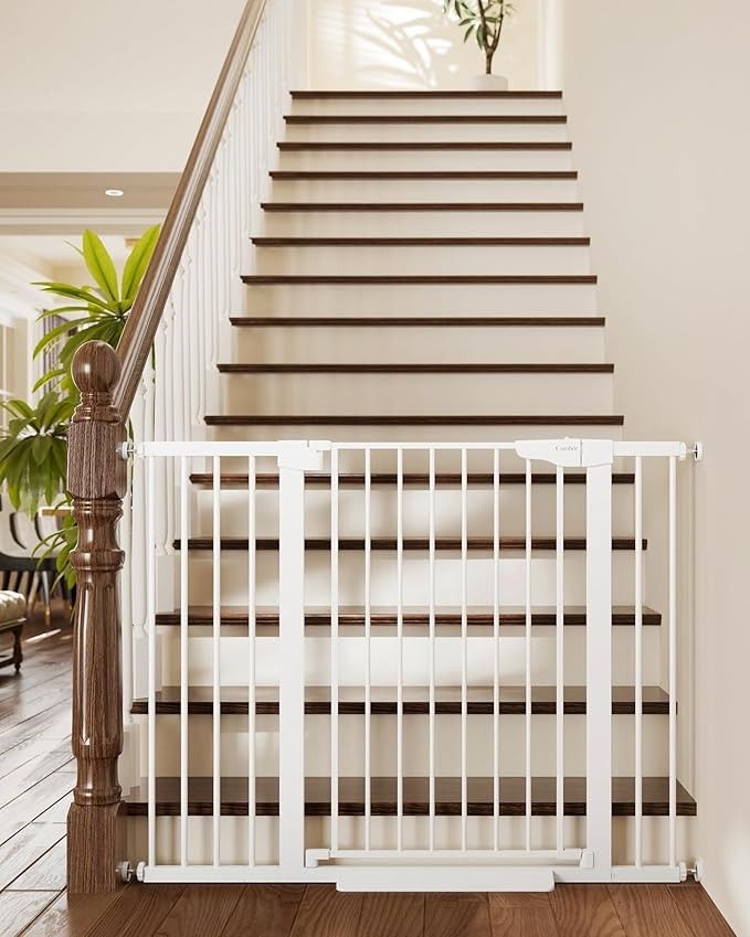 Cumbor 36" Extra Tall Baby Gate for Stairs, 29.7-48" Wide Dog Gates for Doorways, Auto Close Safety Gate for Babies and Pets, Easy Install, Pressure M