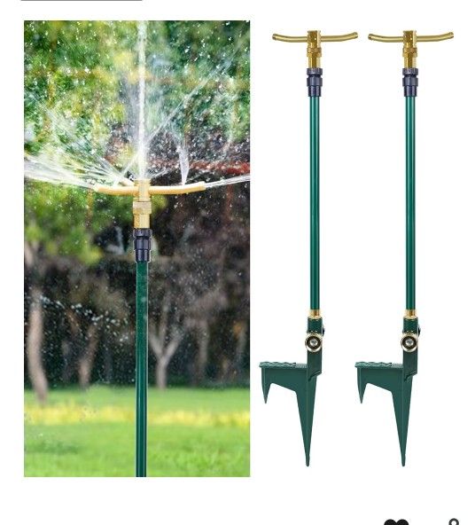 2 Pack 3-Arm Garden Sprinkler, 360 Degree Rotation New