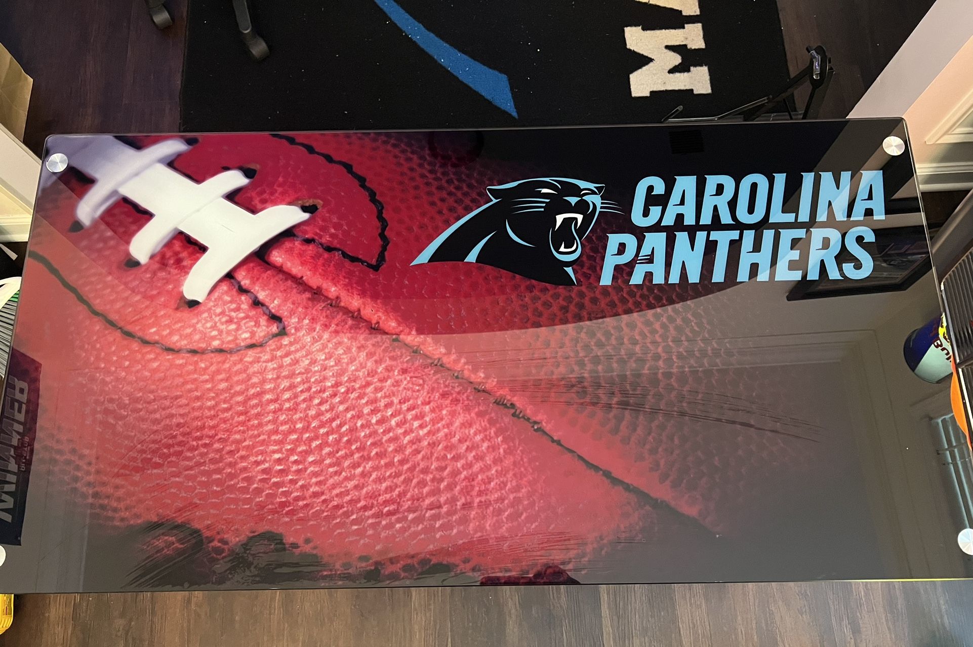 Carolina Panthers Glass Desk