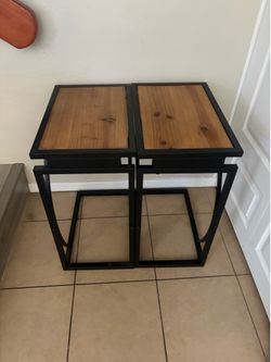 Metal and wood under the couch trays