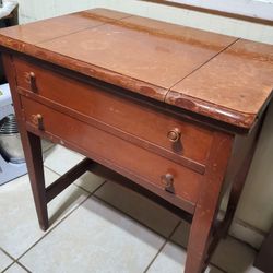 Vintage Sewing Machine Table. Sold Wood made (Heavy and Super Sturdy) Details r in DESCRIPTIO