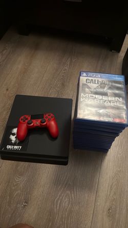 PS4 Slim with Controller and Games