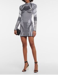 Geometric Pattern Jacquard Knit Dress