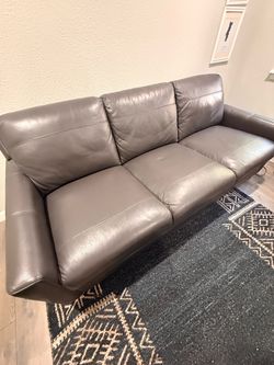 Grey Leather Sofa & Chair