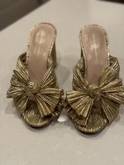 Loeffler Randall Penny Gold Pleated Bow Heel