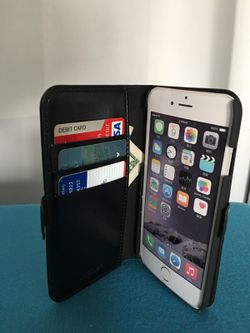 iPhone 7 black leather wallet case