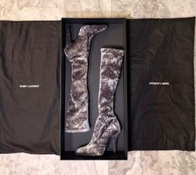 Authentic Saint Laurent Velvet Stiletto Boots