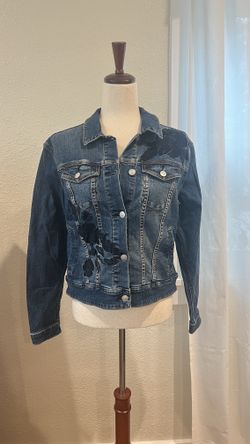 Denim Jean Jacket With Embroidered Details Womens Size M