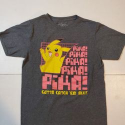 Pokemon Pikachu Graphic T-Shirt Gray Short Sleeve Mens Size Extra Large