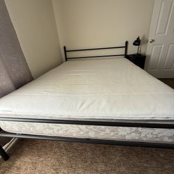 Complete bed set – frame + mattress + IKEA topper (very comfortable)