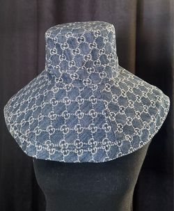 Gucci GG Canvas Denim Wide Brim Hat