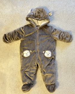 Baby Carter's Hooded Ear Quilted Jumpsuit (monkey)