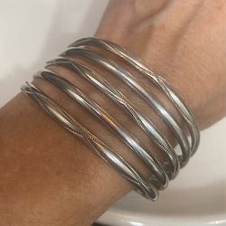 Solid Sterling Silver Native American Cuff Bracelet 