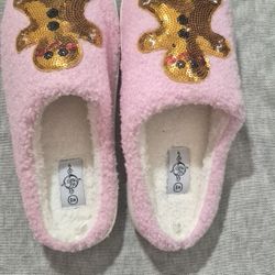 Cute Gingerbread Slippers Christmas Preppy Pink Size 8 In Womens