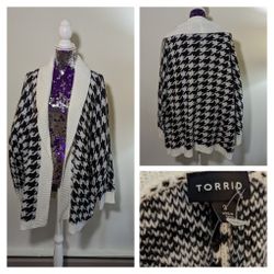 Torrid NWT 3x Houndstooth Cardigan 