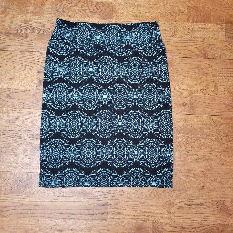 Women's LulaRoe Black & Teal Pencil Skirt