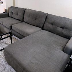 Gray Sectional Sofa with Chaise – Good Used Condition