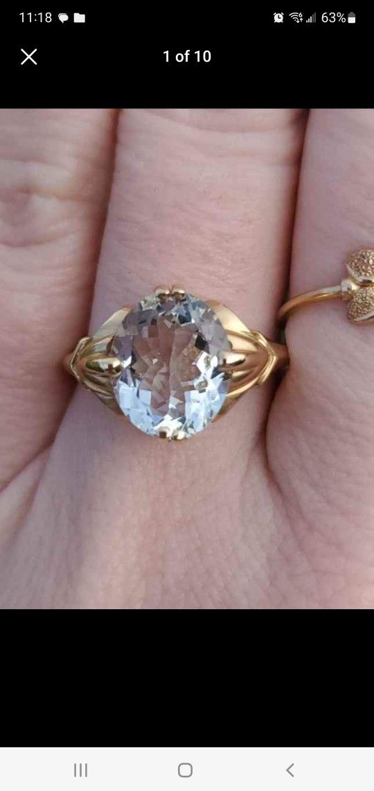 Gold With Auquamarine Ring