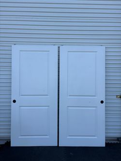 71 1/2” x 78 1/2” Double interior doors, used for closets. 2-panel design.  C#32