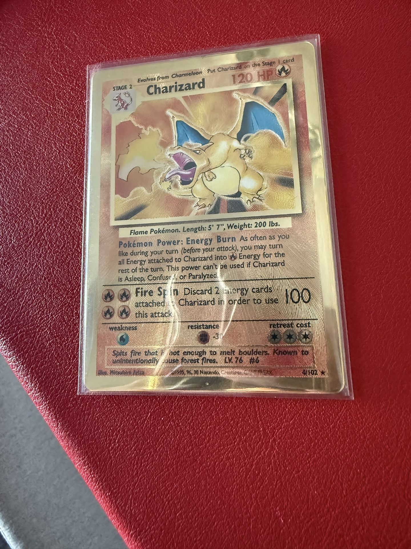 Vintage Pokemon Cards Base Set Charizard Metal Card