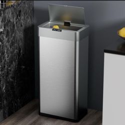 21.1Gal Automatic Trash Can Motion Sensor Garbage Can Smart Waste Bin W/ Soft Close Lid, 80L Stainless Steel Garbage Bin White