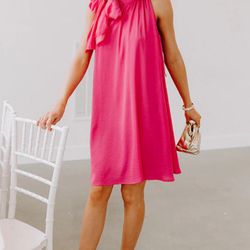 Glam Hot Pink Semi-Formal Dress