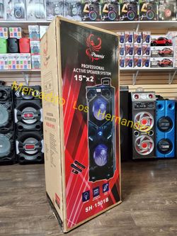 MEGA 22000w Party Bluetooth Speaker 15" Woofrs🔥IPHOENIX SH-1501🔥Nuevas en Caja- 2 Wireless Mics🔥Heavy Bass