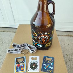 Bottle Logic Growler, BL Bottle Openers, & BL lanyard 