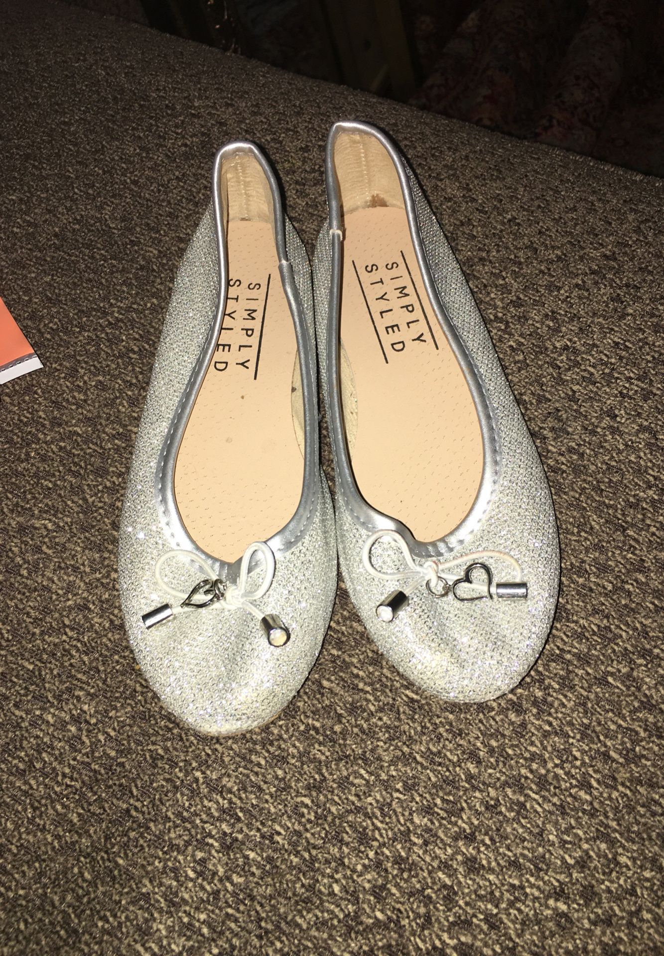 Silver sparkly little girl flats